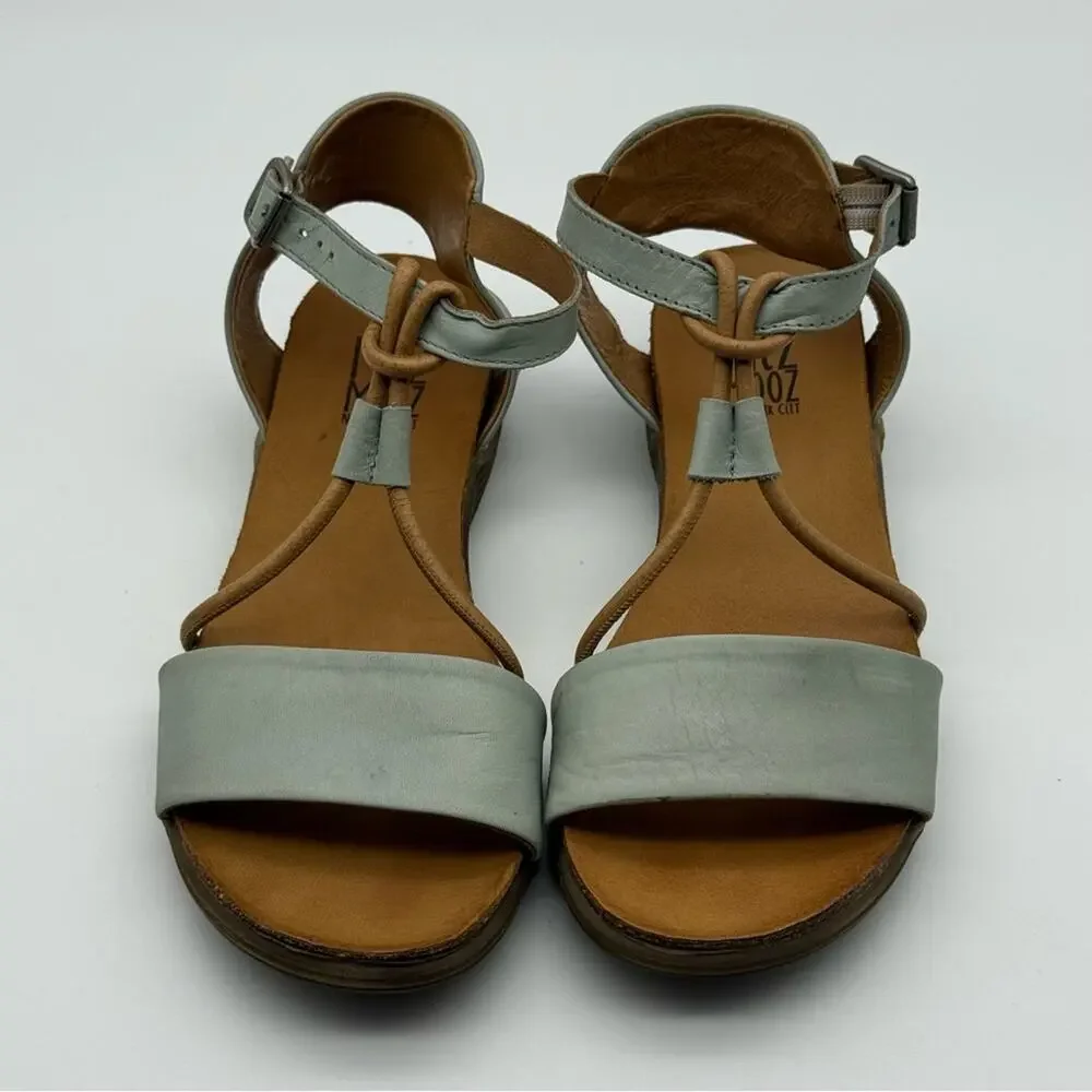 Miz Mooz Medina T Strap Leather Sandal Aquamarine Blue EU 37 US 6.5-7 - Picture 3 of 15